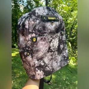 Adrienne Vittadini Black White & Grey Floral / Tie Dye Backpack